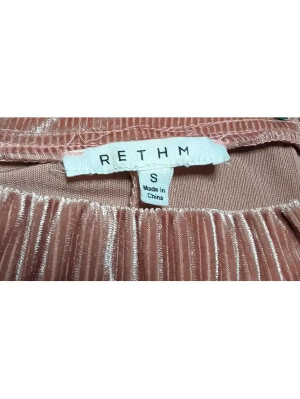 RETHM Blush Pink Off-Shoulder Velvet Bell Sleeve Blouse Size S